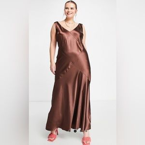 NWT ASOS Curve Bias Slip Midaxi Dress Satin